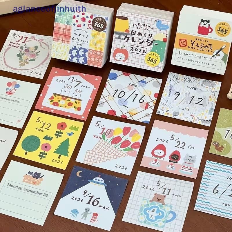 [aglanceofjinhui] Calendário De Mesa Removível Estilo Japonês 2026-Um Caderno Ilustrado Diário Com Lindo De Ilustração [