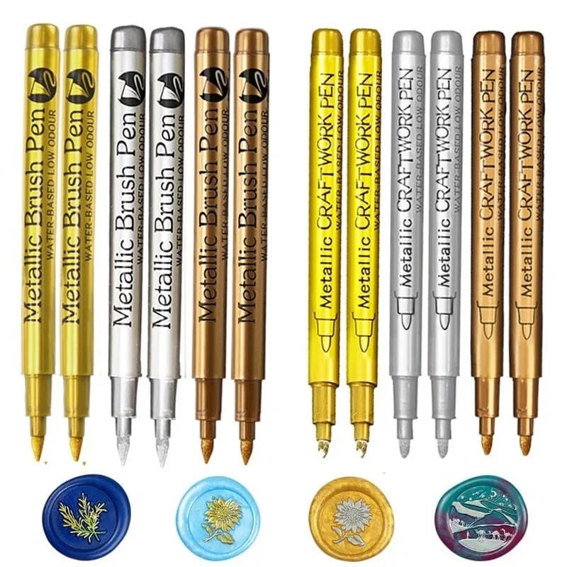 6 Pçs Escova Canetas Marcadoras De Tinta Metálica Ouro Prata Cor Marcador De Arte Permanente Para Mangá Artesanato Scrap