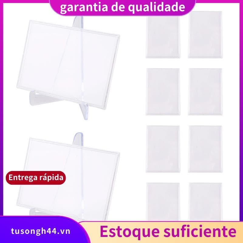 Mangas De Cartões Carregadores Superiores 10 Protetor De Cartão De Plástico Rígido Tijolo Transparente + 2 Expositores j