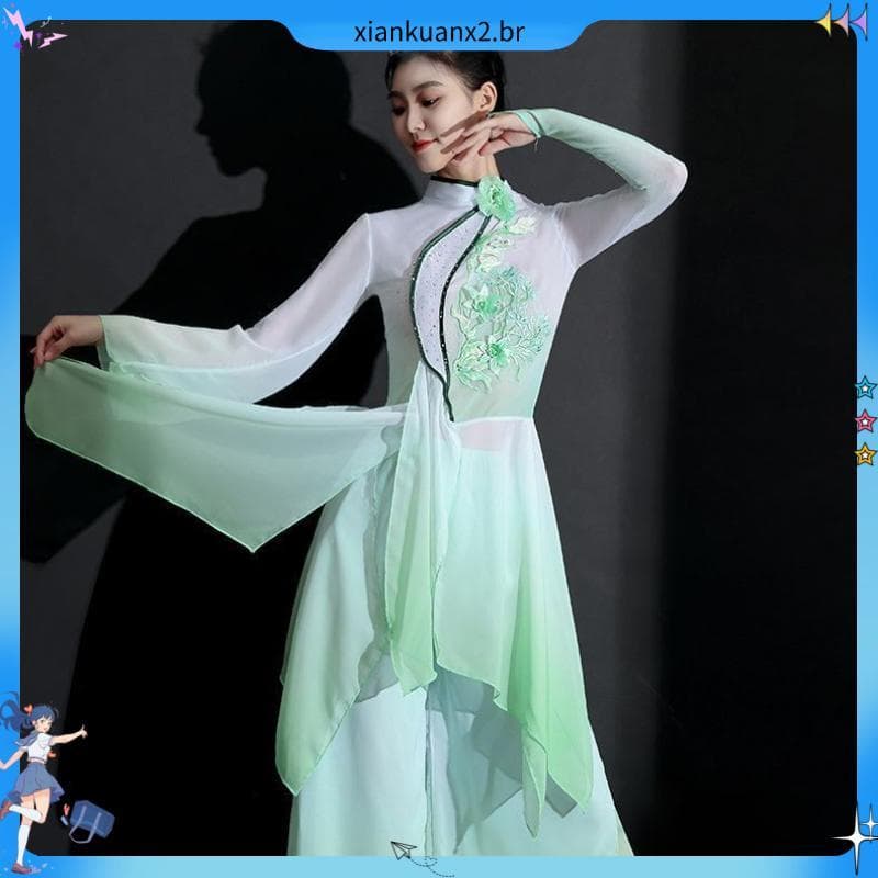 Traje de dança clássica elegante dança China novo estilo yangko desempenho arqueologia terno de borracha estado yangko d