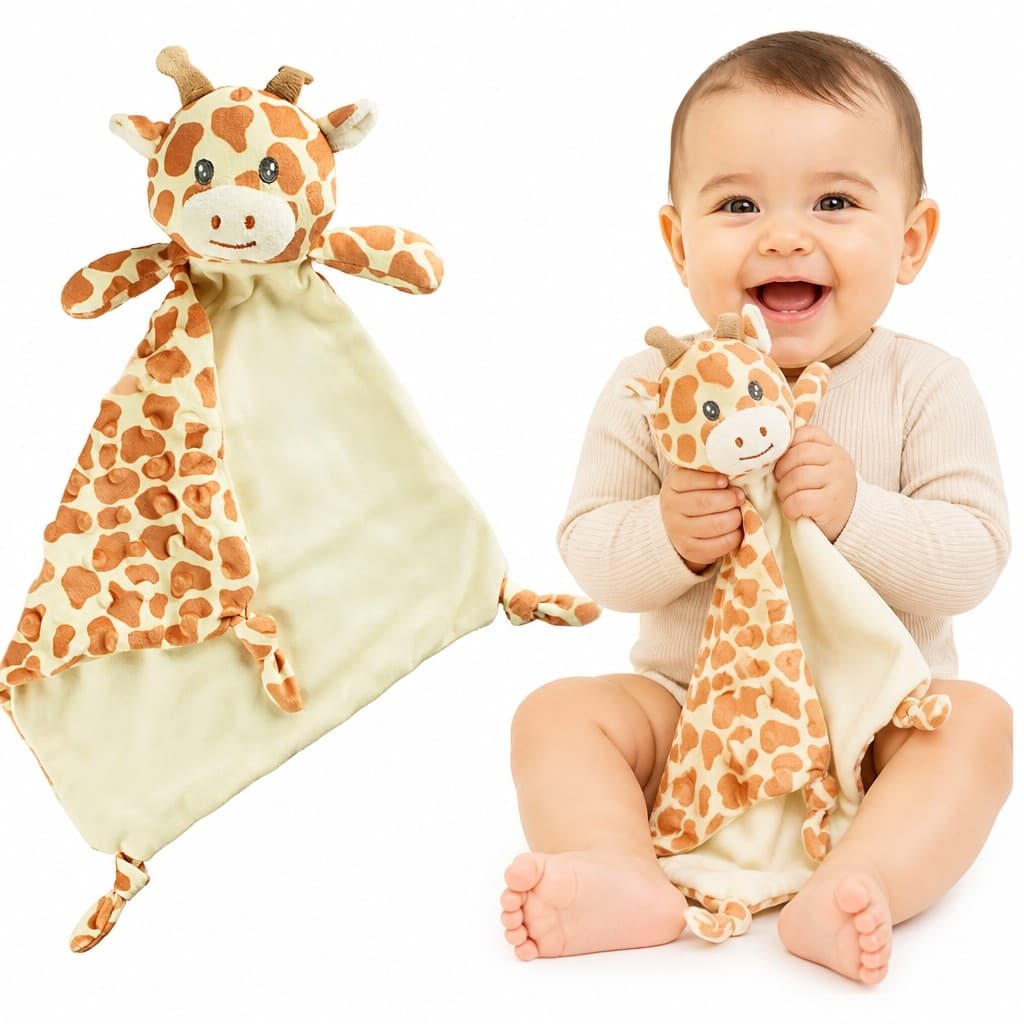 Naninha bebê prendedor chupeta paninho girafa pelucia plush macia aconchegante +2 meses ajuda soninho
