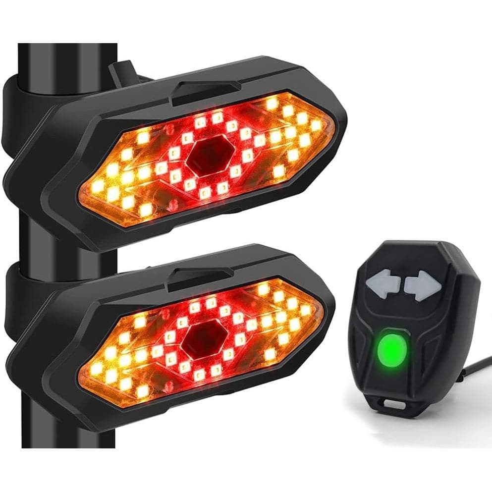 Luzes Elétricas para Bicicleta, Lanternas Traseiras de Advertência com Controle Remoto e Som de Buzina, Sinais de Direçã