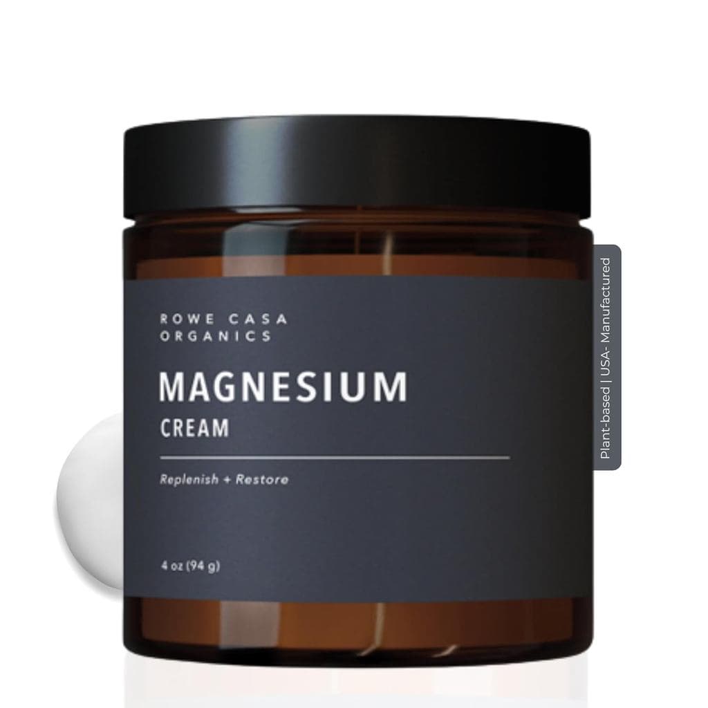 Rowe Casa Organics Creme de Magnésio Natural com Manteiga de Karité Crua, 4 Fl Oz |   Óleos essenciais puros, loção corp