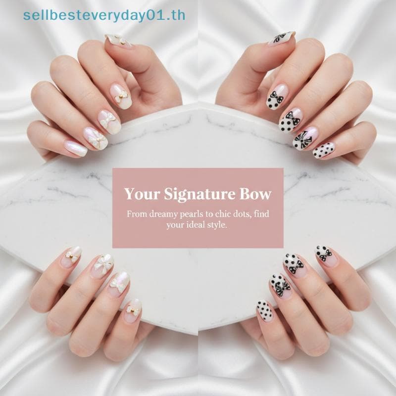 & Sellbest 5D Estilo Francês Nail Art Stiers Com Laço Pérola Coração E Bolinhas Para Unhas .