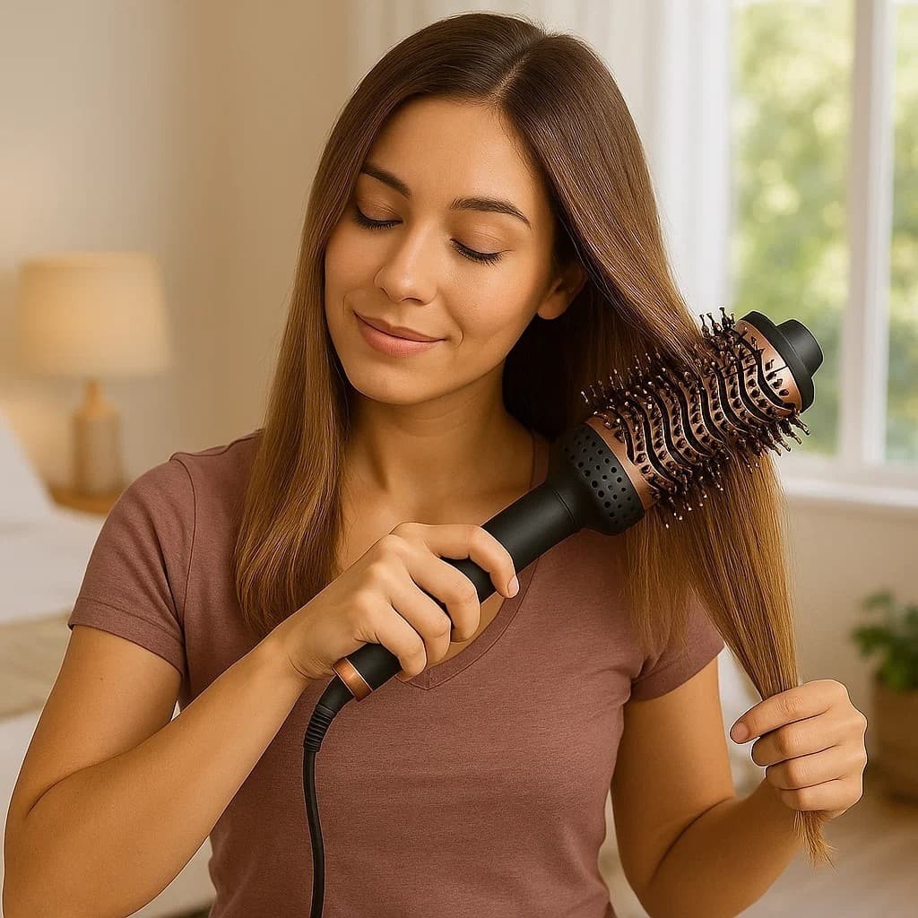 Escova Secadora Alisadora Modeladora Ondulador Finalização Enrola Pontas Cabelo Cachos