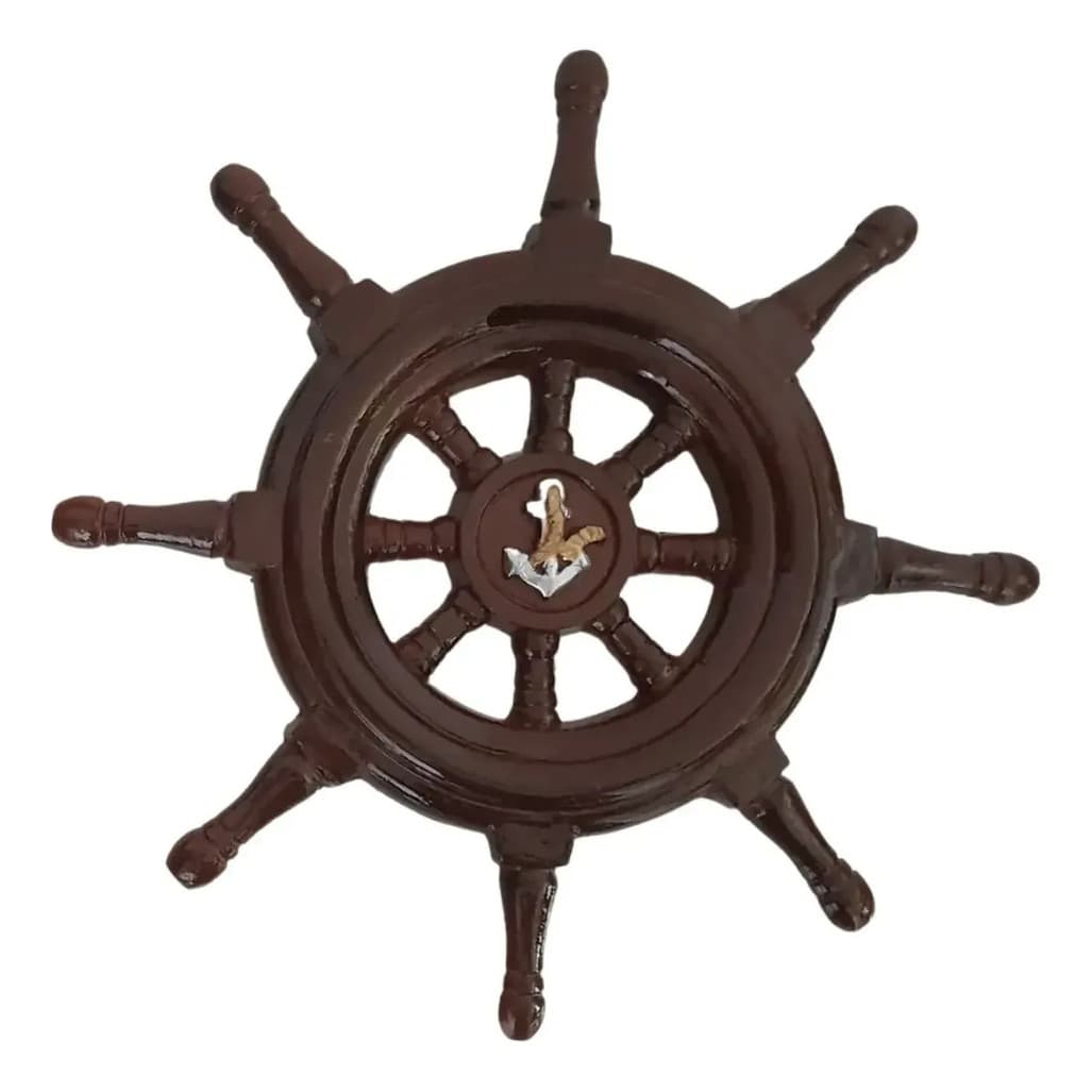 Timão Leme Resina Decorativo Enfeite Parede Marrom 30cm Marrom-escuro