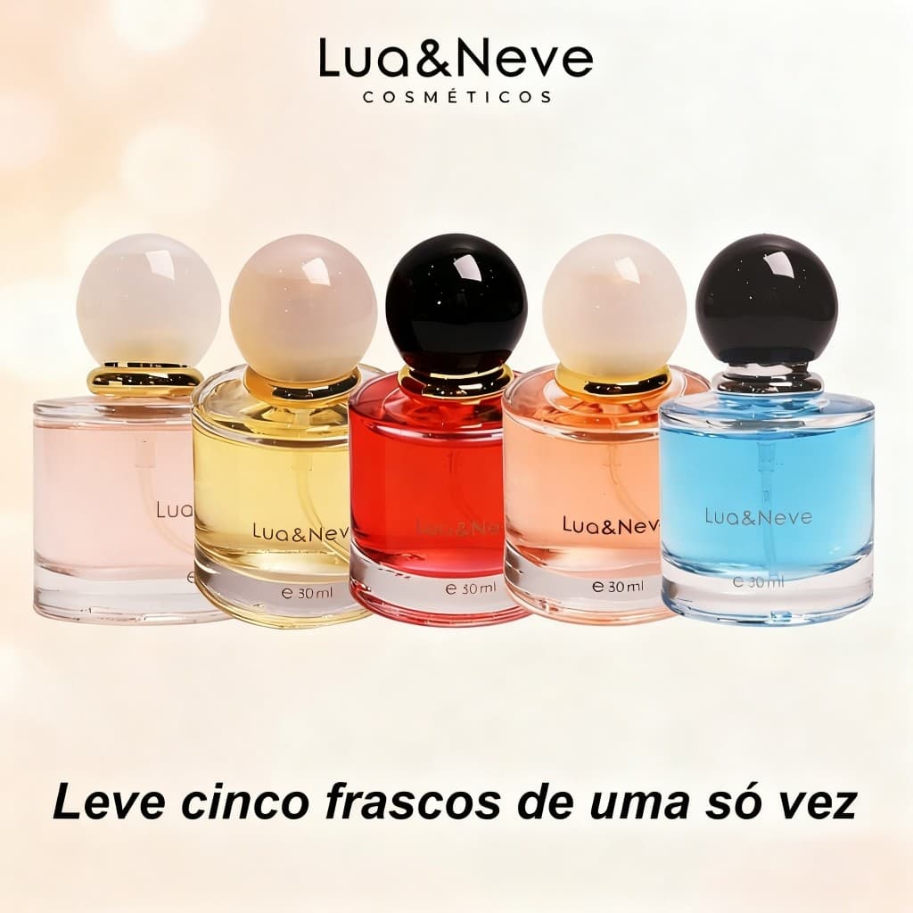 Coleção Lua&Neve: Perfumes Bola de Cristal | Kit com 5 Frascos de 30ml | Aromas Sofisticados para Cada Humor