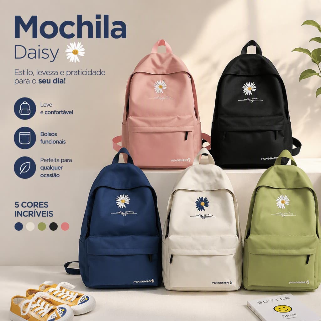 Mochila Escolar Universitária De Viagem Bolsa De Nylon À Prova D’água Com Vários Bolsos De Grande Capacidade