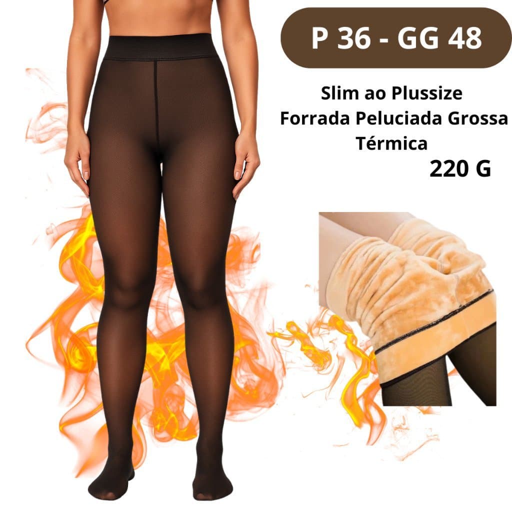 Meia Calça Legging Peluciada Térmica Forrada Inverno Tamanho Único Feminina