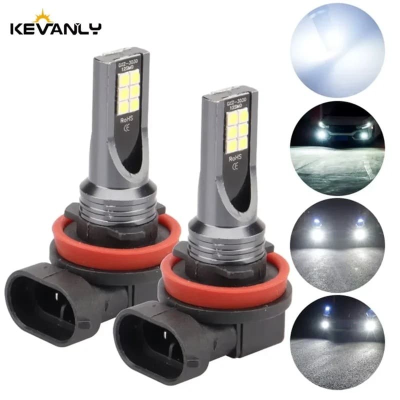2 Pçs H8 H9 H1 H3 LED H11 9005 HB3 9006 HB4 Carro CSP Lâmpadas De Farol De Nevoeiro 6000K Branco Auto Lâmpada Dia Corren