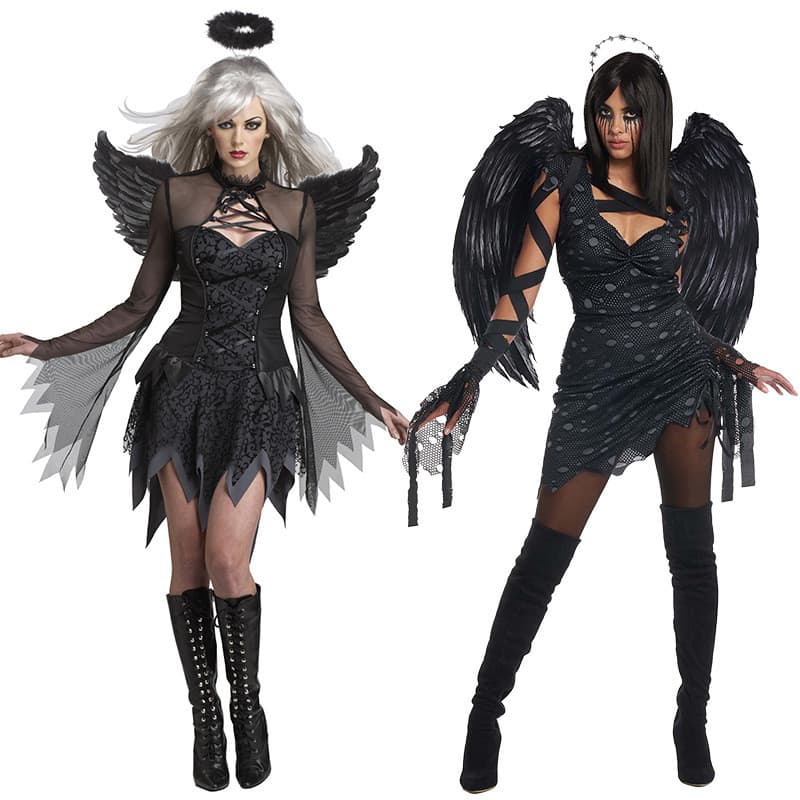 Anjo preto cos traje demônio noiva traje de Halloween jogar mal zumbi anjo escuro uniforme bruxa