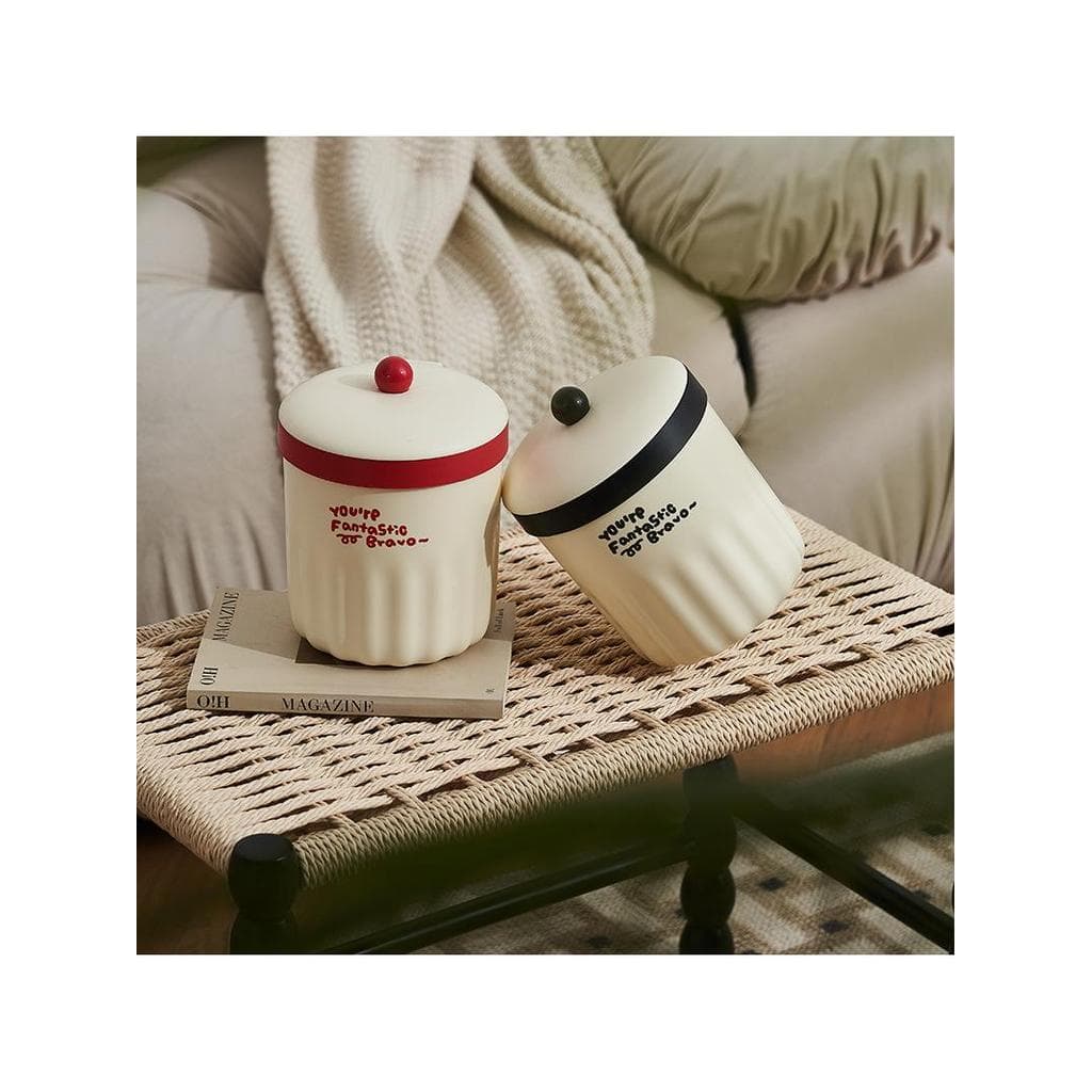 Lixeira de mesa estilo creme com tampa, pequena concha, armazenamento doméstico, sala de estar, quarto, caixa de armazen