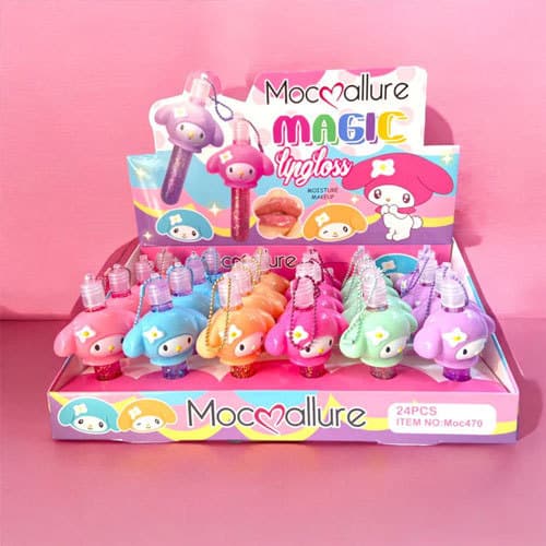 1 Gloss Labial My Melody Chaveiro Batom com Glitter Sanrio Kawaii