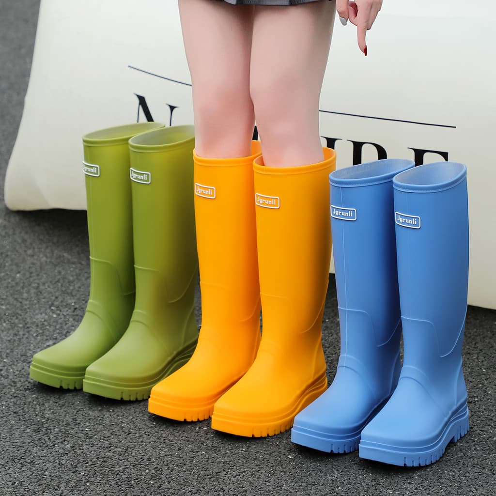 Botas de chuva femininas de cano alto para casais, resistentes ao desgaste, impermeáveis, antiderrapantes, adequadas par