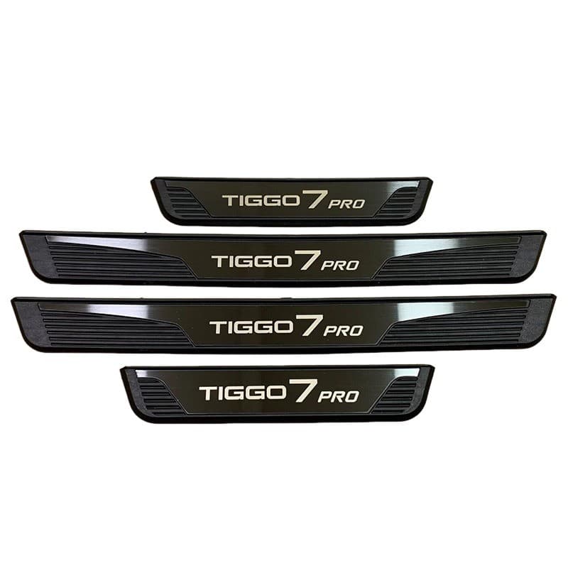 Aço Inoxidável Guarnição de Soleira Proteção de Porta de Carro para Chery Tiggo 7 Pro PHEV, Conjunto de 4 peças