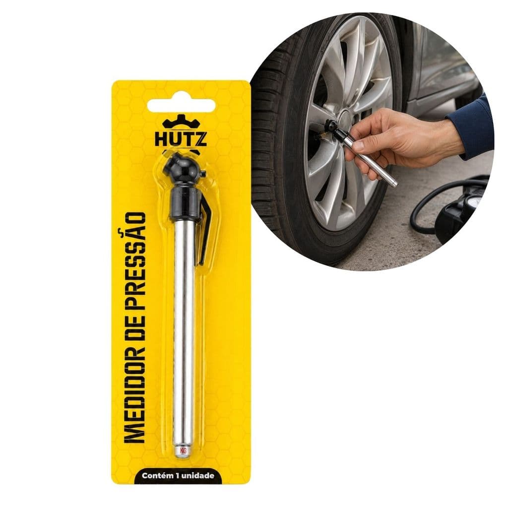 Medidor De Pressão Pneus Tipo Caneta 50 Psi Calibrador Portátil Universal Para Carro Moto E Bike