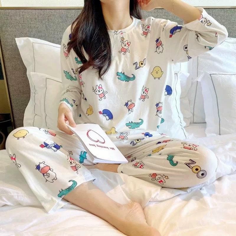 Pijamas de manga comprida femininos primavera outono plus Size pijamas femininos verão versão coreana pode usar fora das