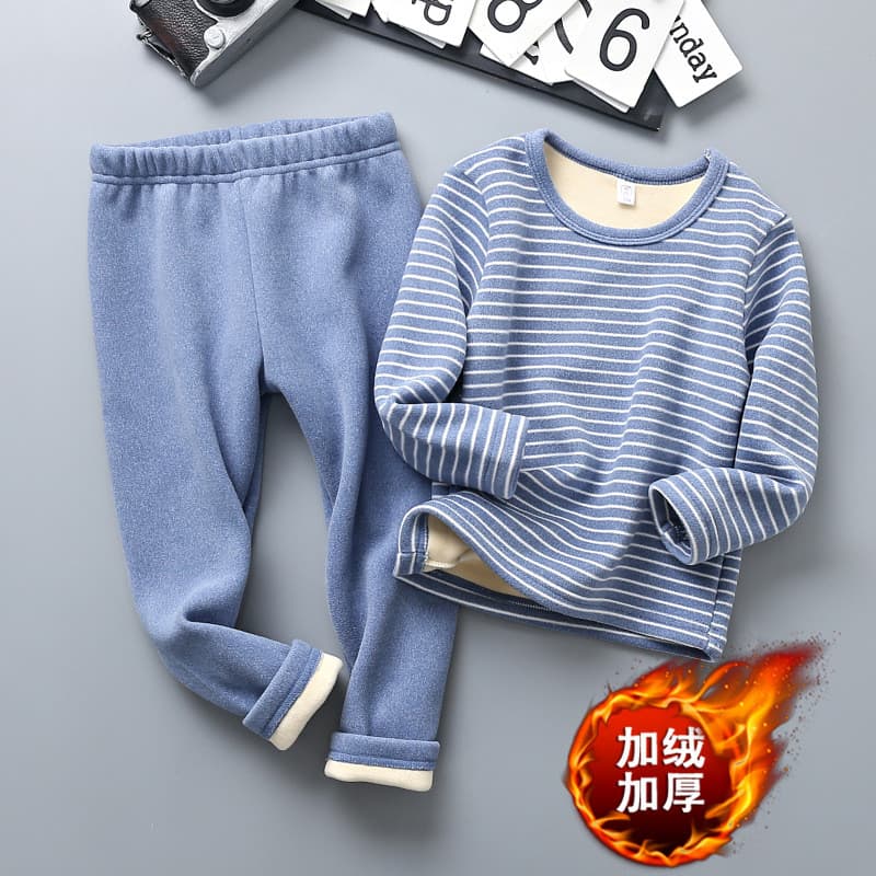 Roupa interior térmica infantil roupas infantis forro de lã espessamento terno meninos roupas de outono calças compridas