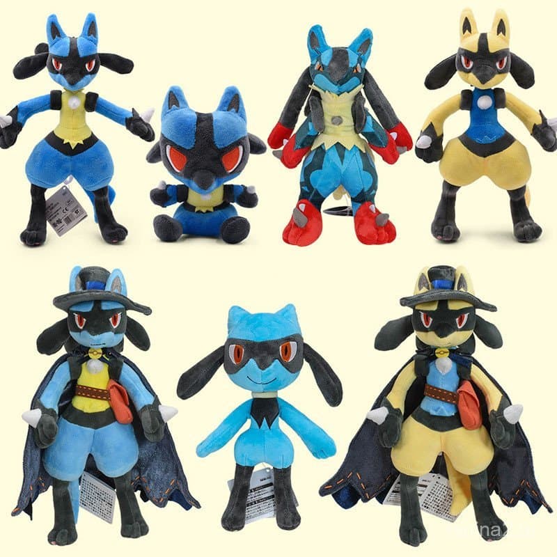 7 Estilos De Pé Lucario Brilhante Boneca De Pelúcia Bonito Mega Riolu Animal Qualidade Peluche Brinquedo Crianças Presen