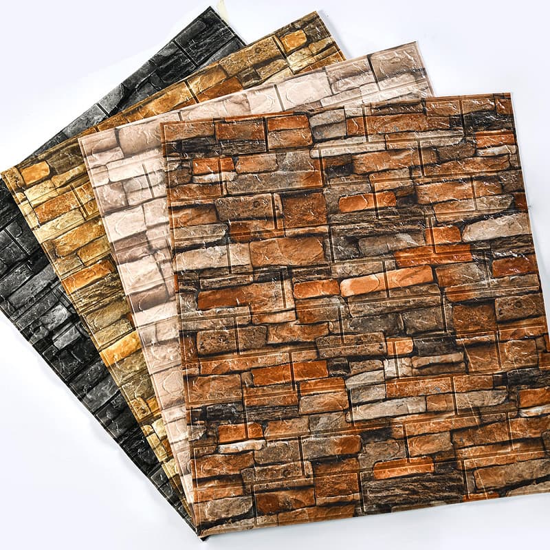 Retro impermeável à prova de umidade 3d tridimensional adesivos de parede espuma tijolo padrão papel de parede auto-ades