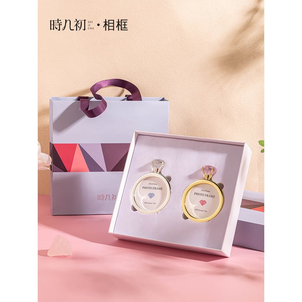 Primeiro anel de diamante criativo moldura de foto balanço mesa luz luxo casal presentes de casamento lembranças namorad