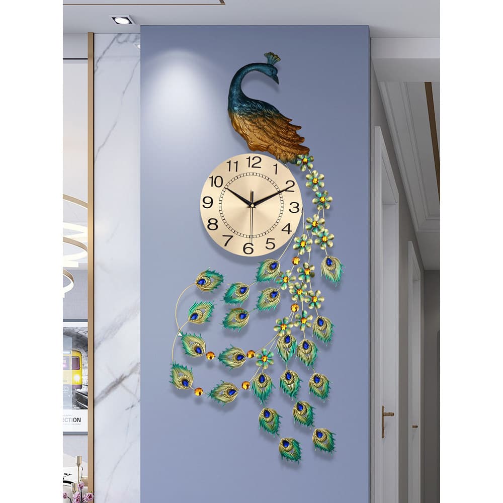 Luz de luxo pavão relógio parede sala estar casa moda atmosfera criativa relógio parede decoração moderna mudo relógio q