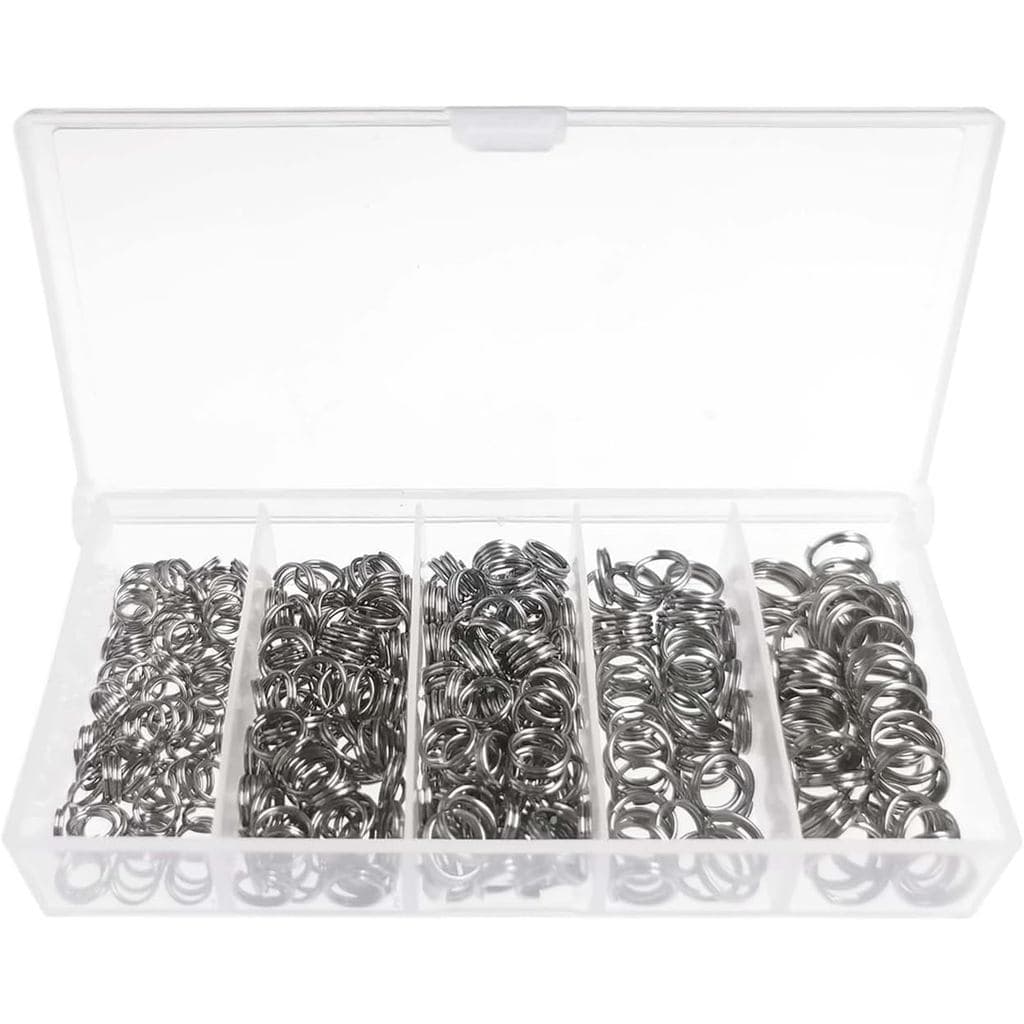 Kit de 400 Anéis Divididos de Aço Inoxidável para Pesca com Caixa de Armazenamento
