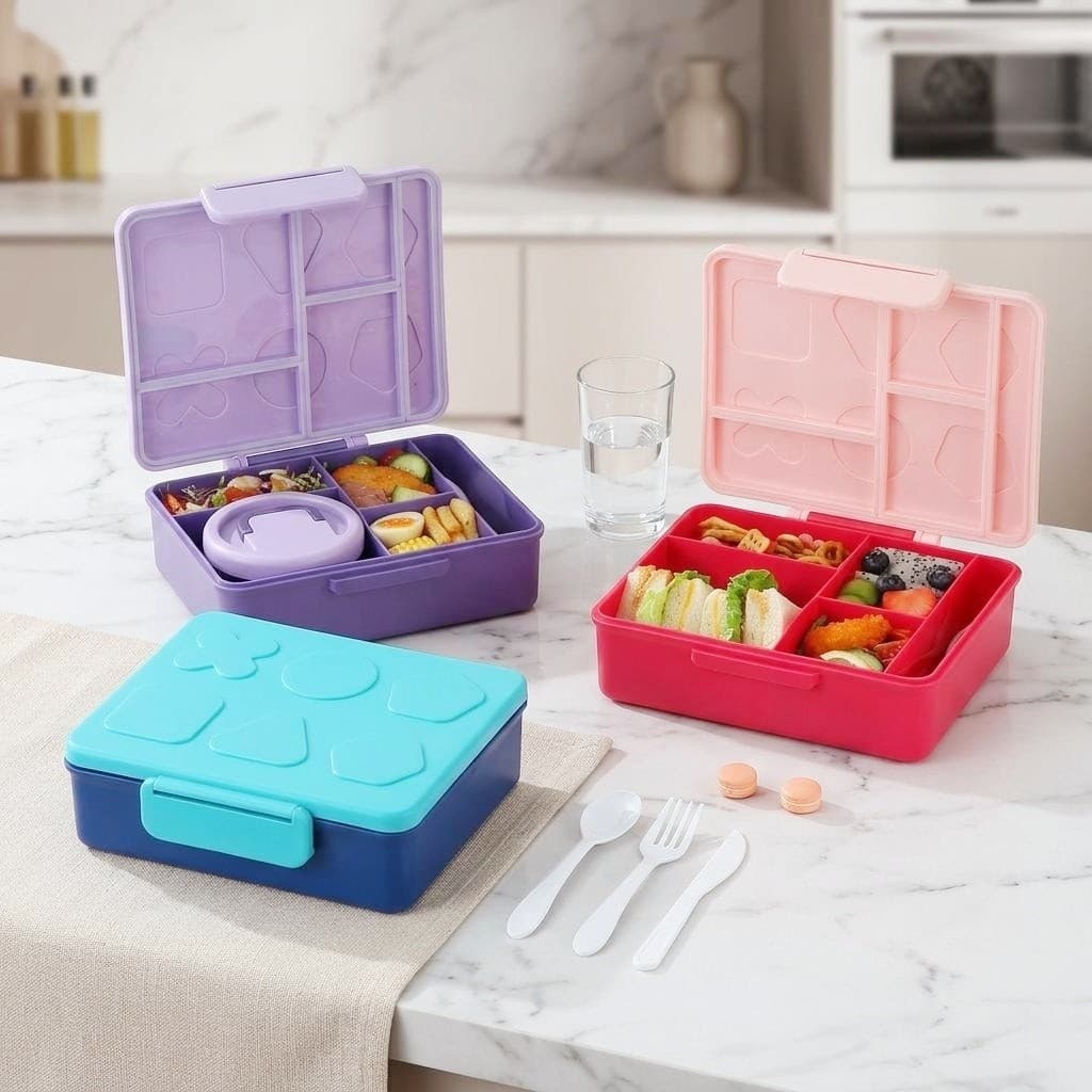 Pote Quadrado Com Talheres , Grande Capacidade , Leve No Microondas , Prático De Transportar , Almoço Escolar E Piqueniq