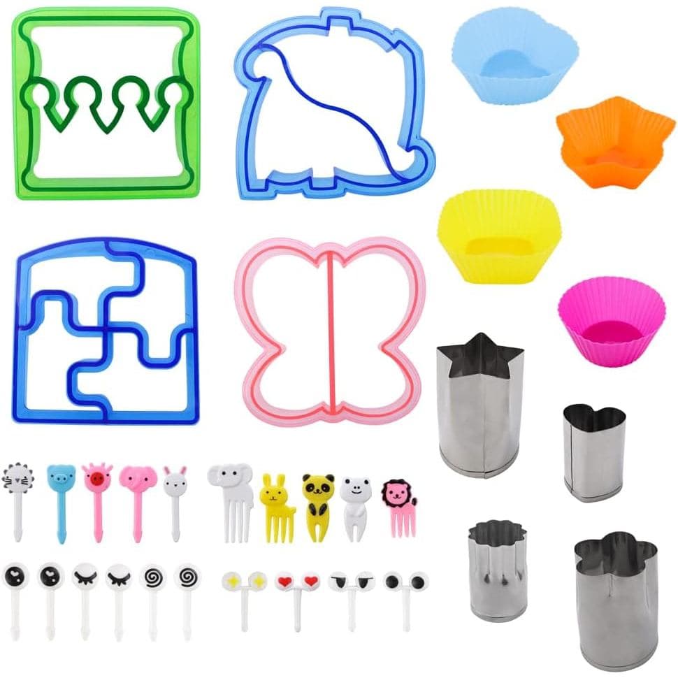 JOGILBOY 32 Peças Conjunto de Alimentos DIY Cortadores e Seladores de Sanduíches, Formas Divertidas para Crostas, Palito