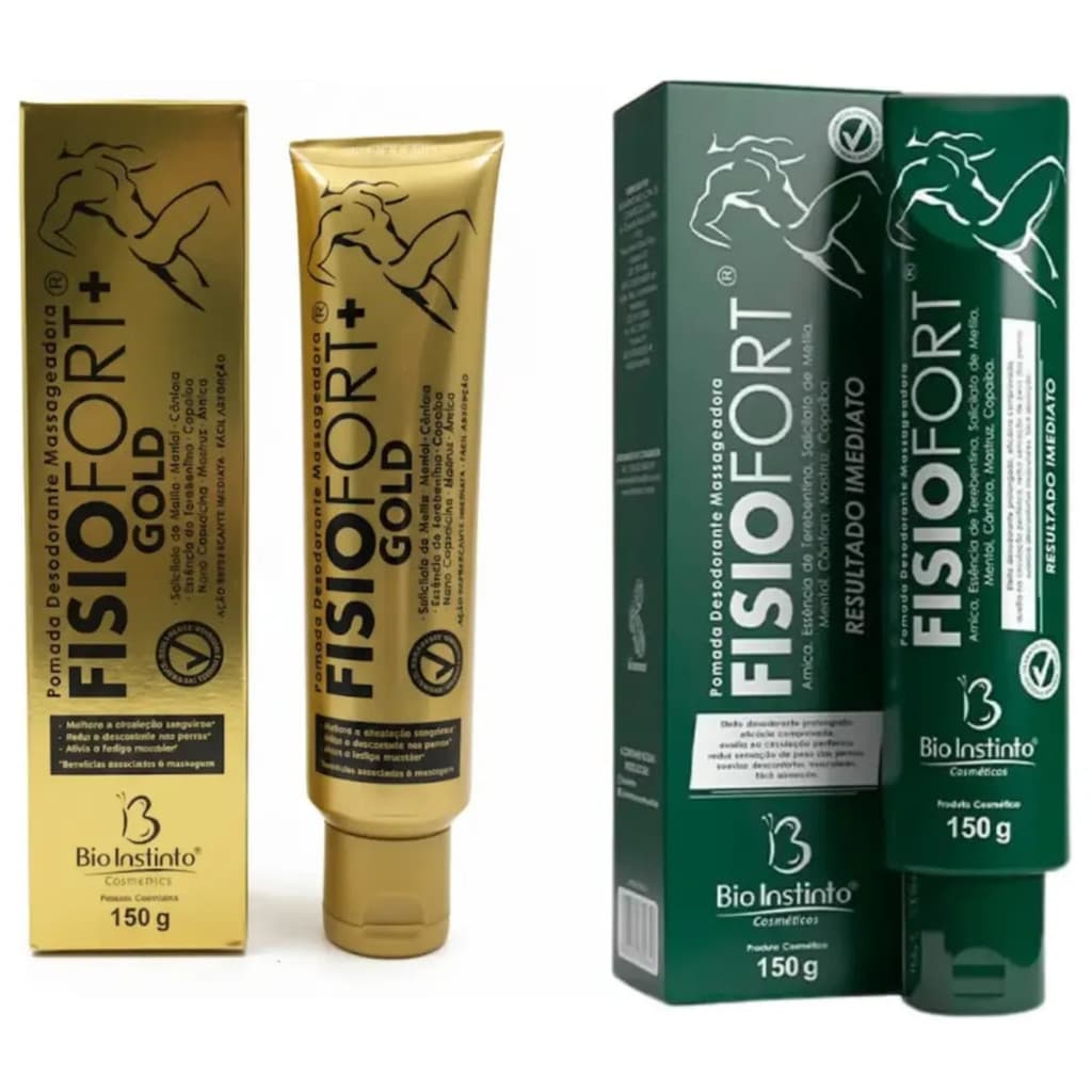 Kit Pomada Massageadora Fisiofort Gold + Verde  150g