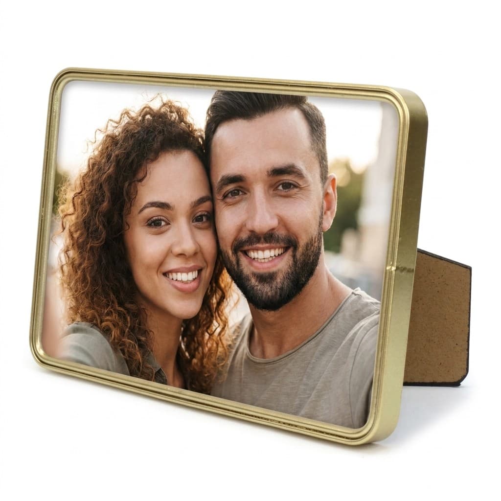 Porta Retrato 10x15 Dourado Metal Moldura Estilo Borda Suave