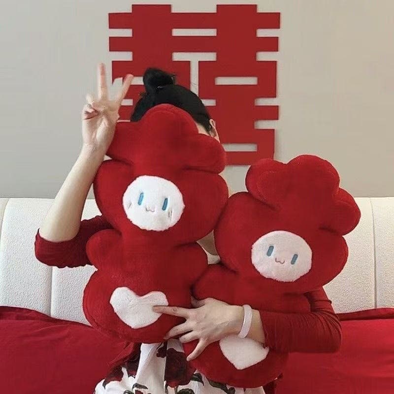 [Estoque pronto] Personagem feliz brinquedo de pelúcia imprensa cama boneca par boneca de casamento feliz boneca decoraç