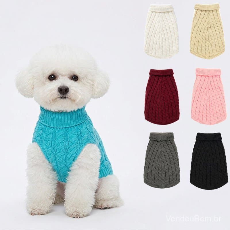 Suéter Quente para Cães para Outono e Inverno, Roupas de Tricô Macio para Cães de Raças Pequenas