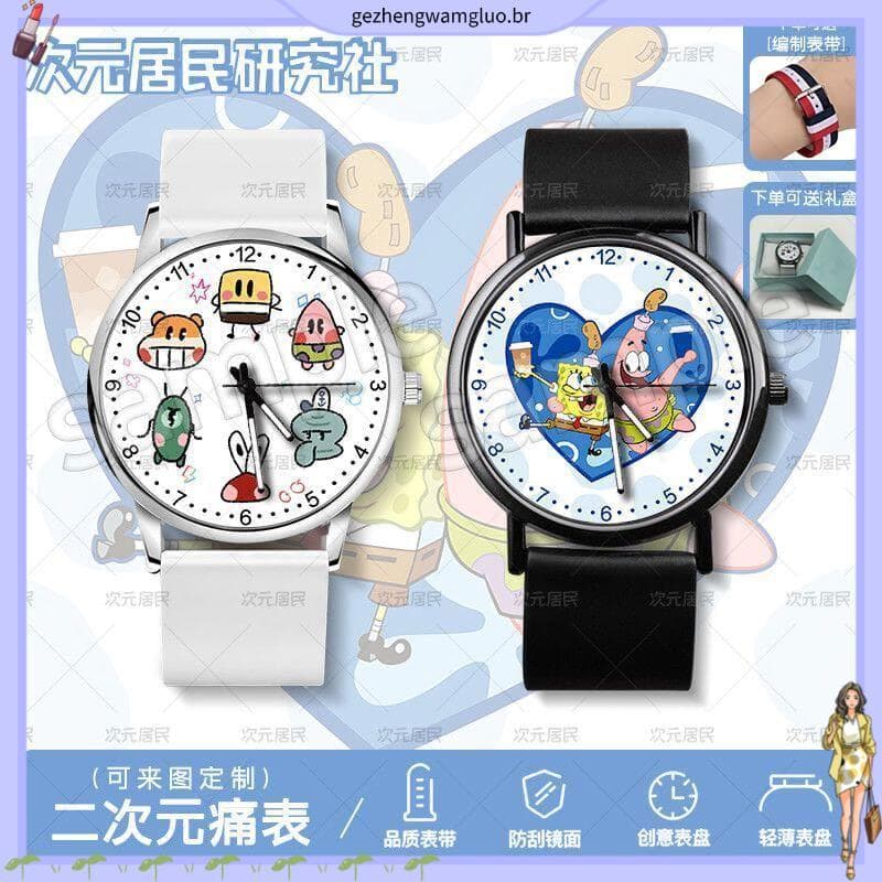 9666 pessoas coleção ponteiro redondo relógio personalizado bob esponja calça quadrada periférico grande estrela dor rel