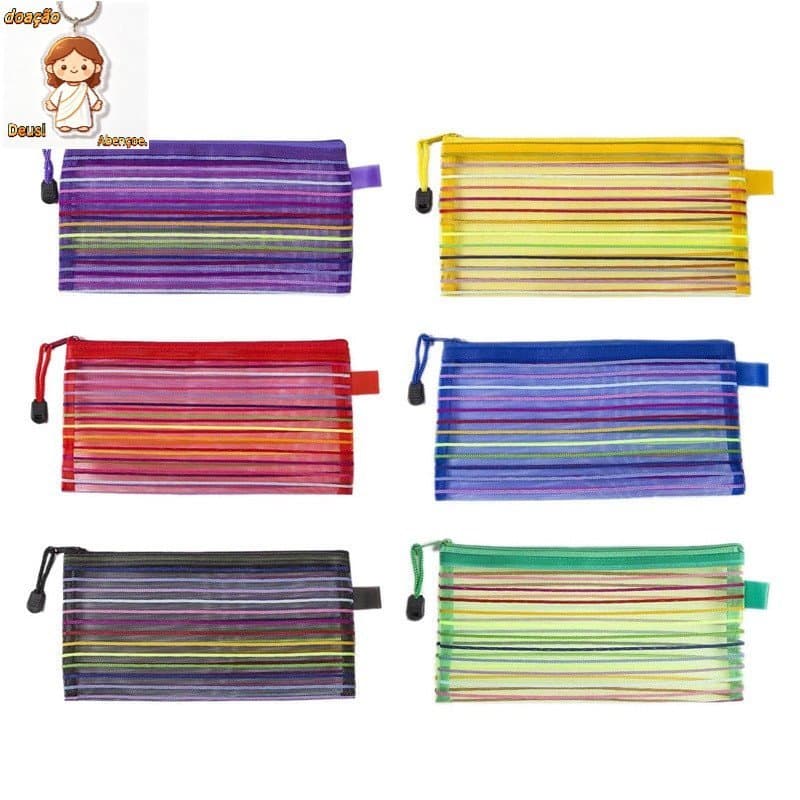 50/60/70 Unidades Estojo Multiuso Bolsinha Nylon Colorido Necessaire Promoção
