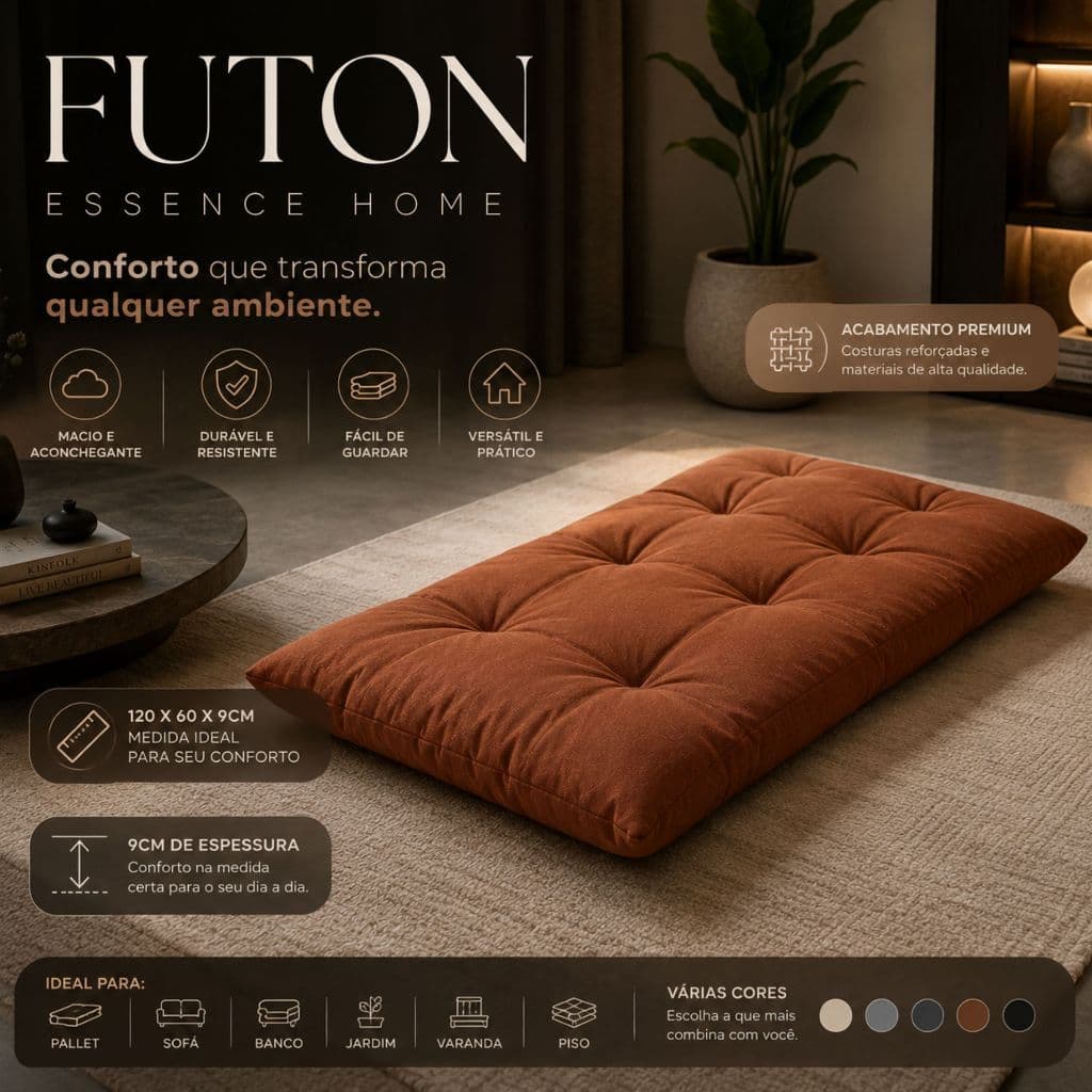 Futon Dobrável 120x60x9cm Almofada para Pallet Sofá Banco Jardim Varanda Premium