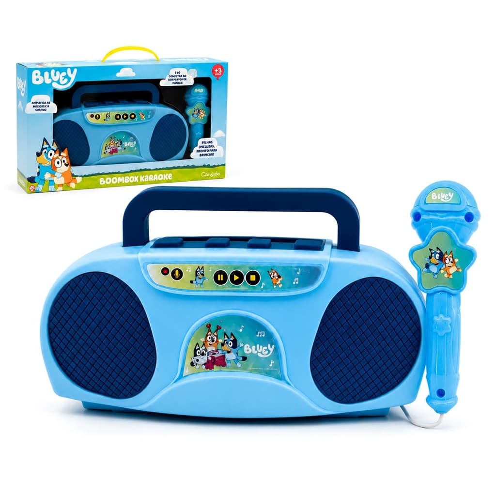 Caixa De Som Infantil Para Karaokê Bluey Oficial Amplifica Com Microfone Incluso 7971