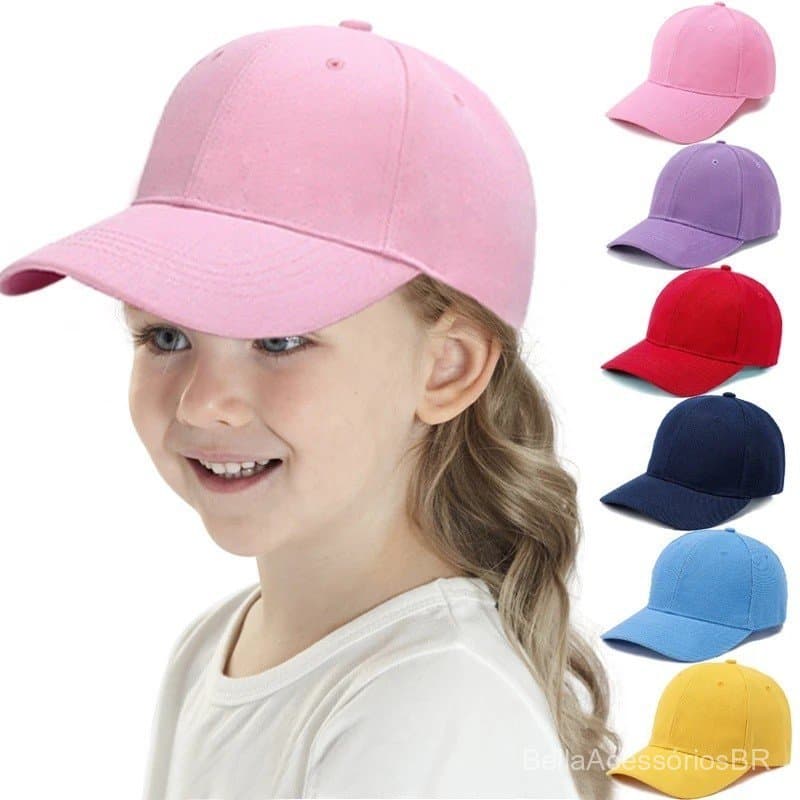 Moda Doce Cor Crianças Boné De Beisebol Proteção Solar Menino Meninas Chapéu Ajustável Viagem Bebê Verão De Sol