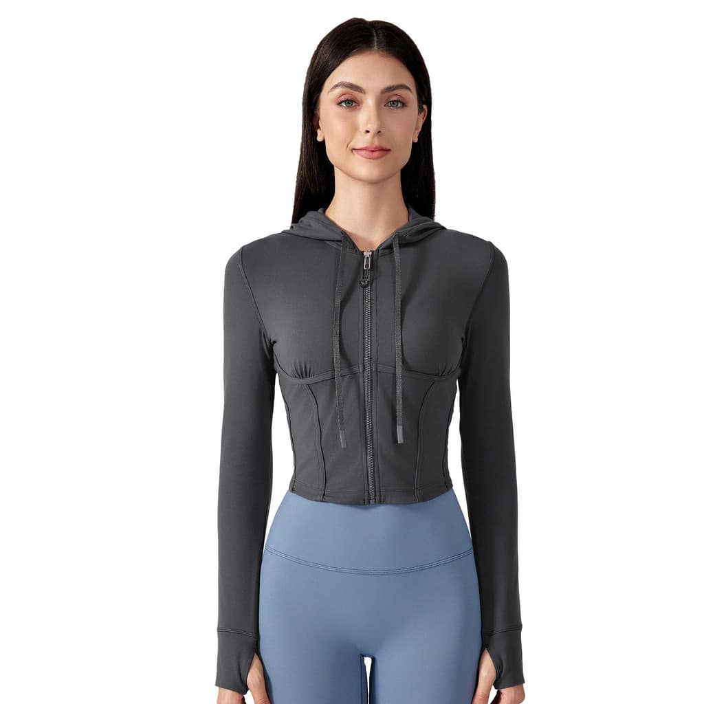 [Estoque pronto] Roupas de ioga femininas estilo primavera outono corrida ciclismo Fitness Top Slim-fit Look mais fino e
