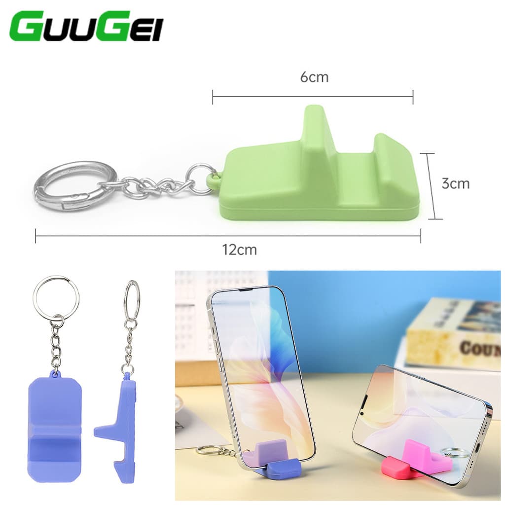Guugei Portátil Mini Chaveiro Suporte Para Telefone Fácil De Transportar De Mesa Pendurado
