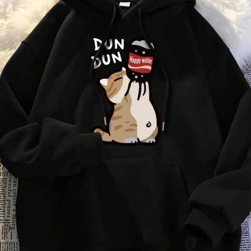 Moletom com capuz e bolso estampado gato fofo moda feminina modelo novo cangurú confortavél