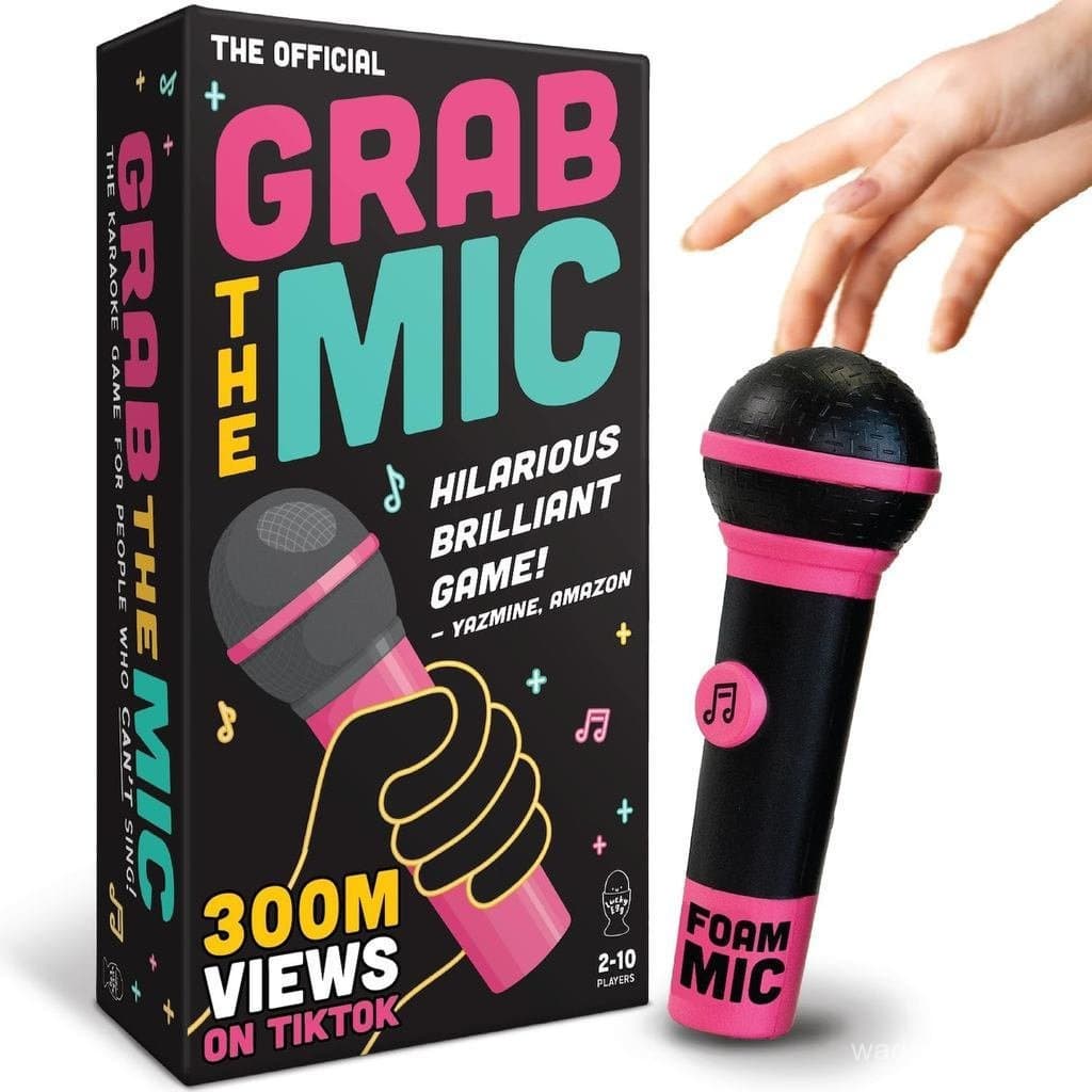 LuckyEggOfficialGrabTheMic – Jogo de Tabuleiro de Karaokê Familiar com Microfone, para Maiores de 8 Anos, 2-10 Jogadores