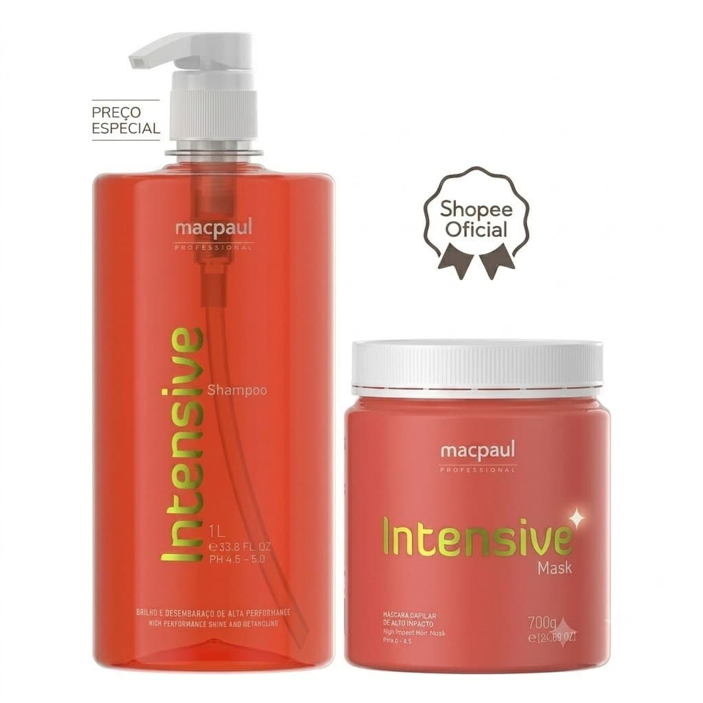 Kit Shampoo 1l + Mascara 700g Intensive Morango Macpaul