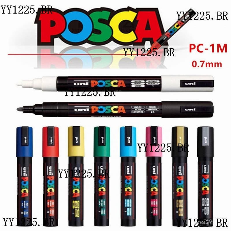Caneta Graffiti UNI Posca PC-1M PC-3M PC-5M Ponta Média 0,7mm - 2,5mm Caneta-tinte Posc para Escola/Escritório Arte Pape
