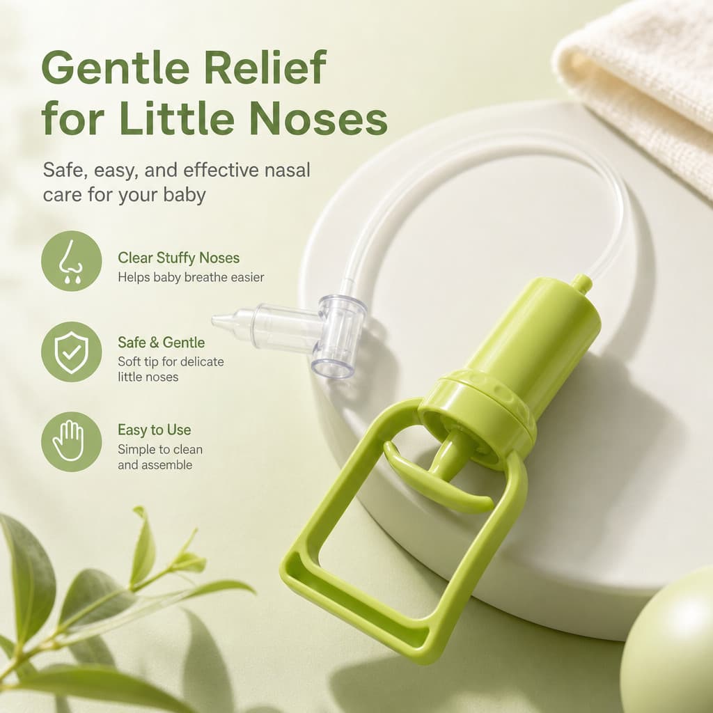 1 Conjunto Aspirador Nasal Verde Inovador Que Torna A Limpeza Nasal Do Bebe Mais Simples E Menos Estressante
