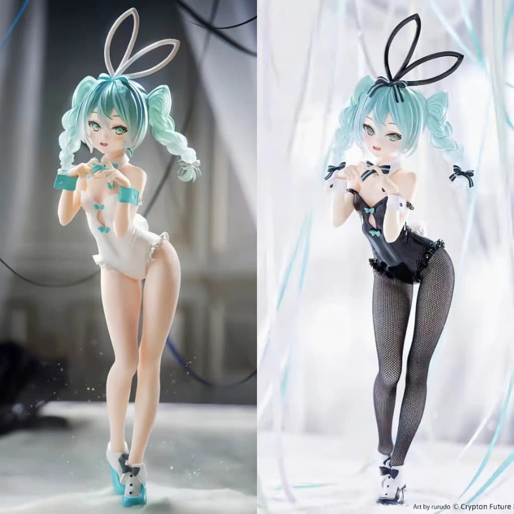 Atacado Daigou preto seda Hatsune figura preto seda coelho menina figura Anime bidimensional bonito Orna