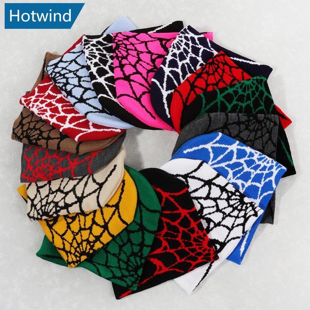 HW Y2K Chapéu De Malha Teia De Aranha Jacquard Esportes Ao Ar Livre Moda Quente Crânios Para Homens Mulheres N3U7