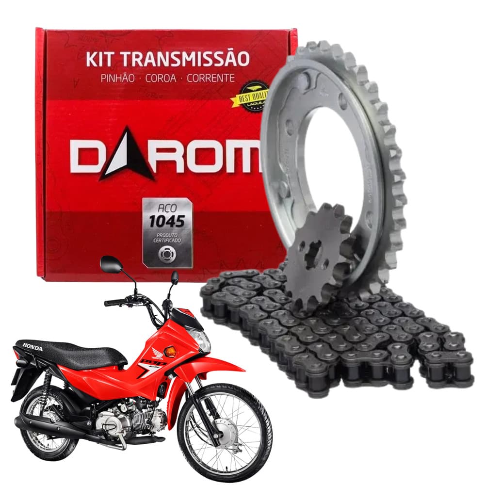 Kit Relação Transmissão Darom Pop 110i 2016 a 2024 Aço