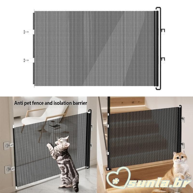 SUNL Pet Portão Para Aberturas Internas Preto Pull-Across Barreira Painel Segurança Retrátil Cão H