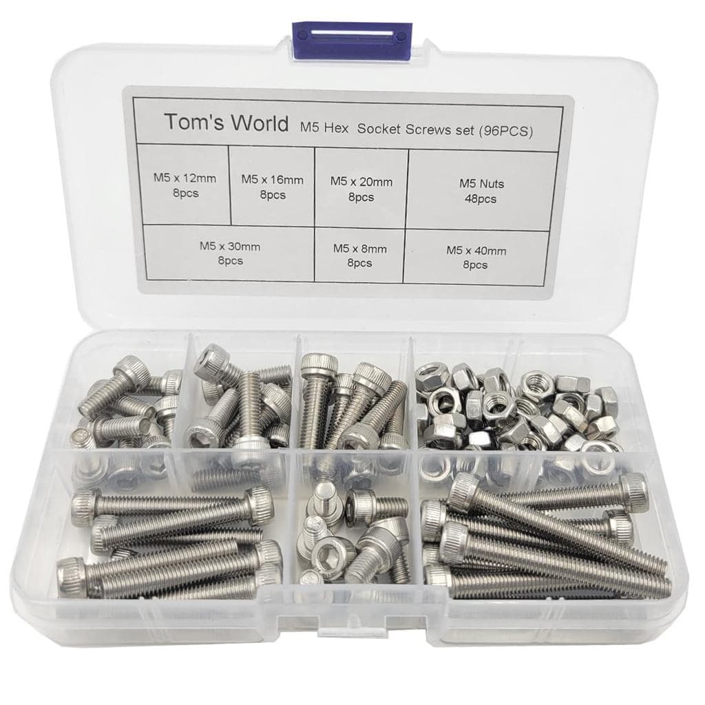 Conjunto de Parafusos, Porcas e Parafusos Allen M5 em Aço Inoxidável 304 (Kit de Sortimento M5)